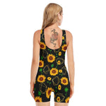 Sunflower Polygonal Pattern Print Sleeveless One Piece Swimsuit