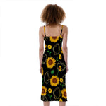 Sunflower Polygonal Pattern Print Slim Fit Midi Cami Dress