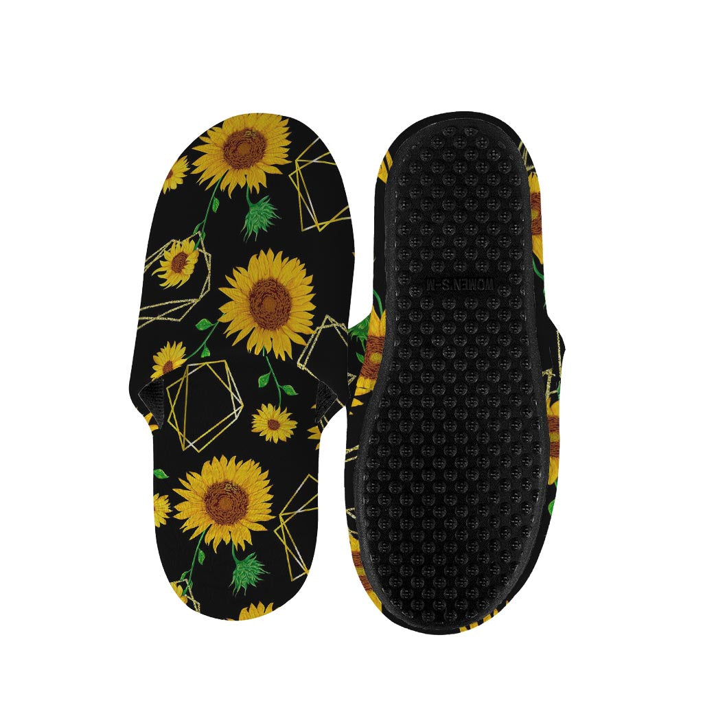 Sunflower Polygonal Pattern Print Slippers