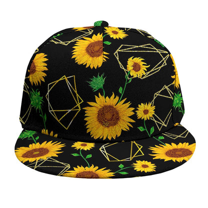 Sunflower Polygonal Pattern Print Snapback Cap