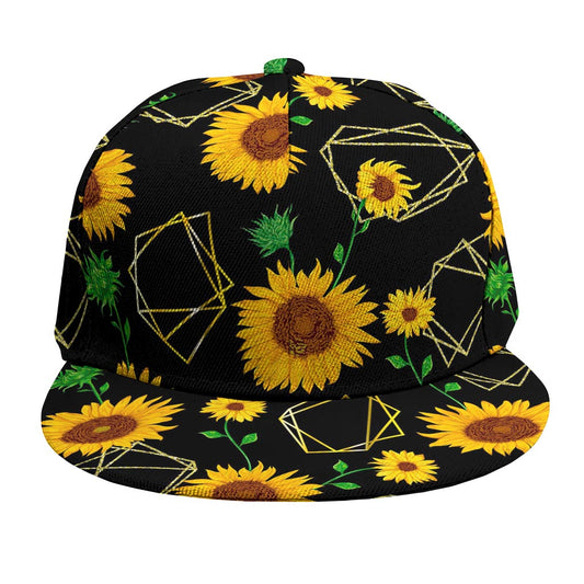 Sunflower Polygonal Pattern Print Snapback Cap