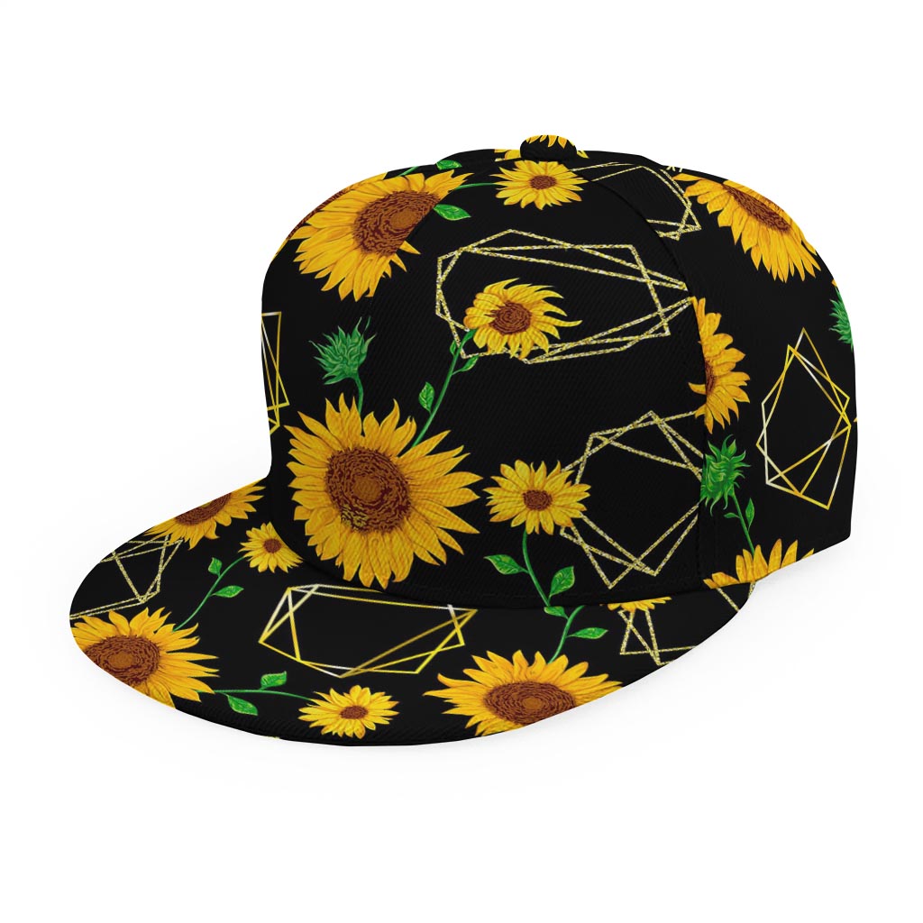 Sunflower Polygonal Pattern Print Snapback Cap