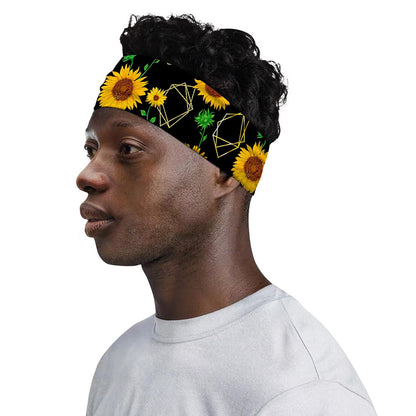 Sunflower Polygonal Pattern Print Sports Headband