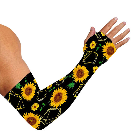 Sunflower Polygonal Pattern Print Sun Protection Arm Sleeves