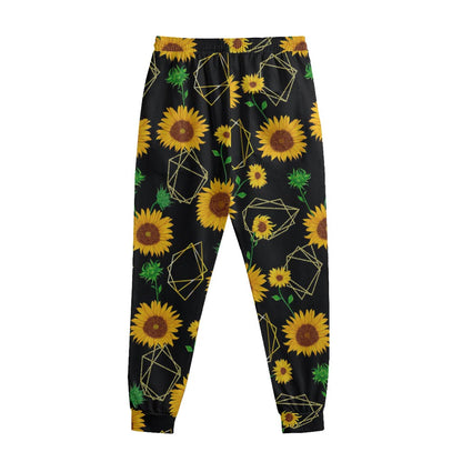 Sunflower Polygonal Pattern Print Sweatpants