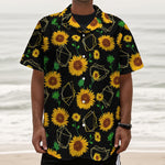 Sunflower Polygonal Pattern Print Textured Short Sleeve Shirt