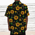 Sunflower Polygonal Pattern Print Textured Short Sleeve Shirt