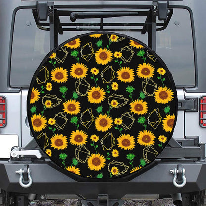 Sunflower Polygonal Pattern Print Tire Cover
