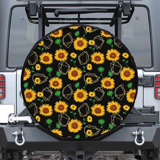 Sunflower Polygonal Pattern Print Tire Cover