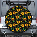 Sunflower Polygonal Pattern Print Tire Cover