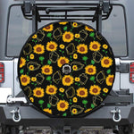 Sunflower Polygonal Pattern Print Tire Cover With Camera Hole