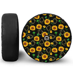 Sunflower Polygonal Pattern Print Tire Cover With Camera Hole