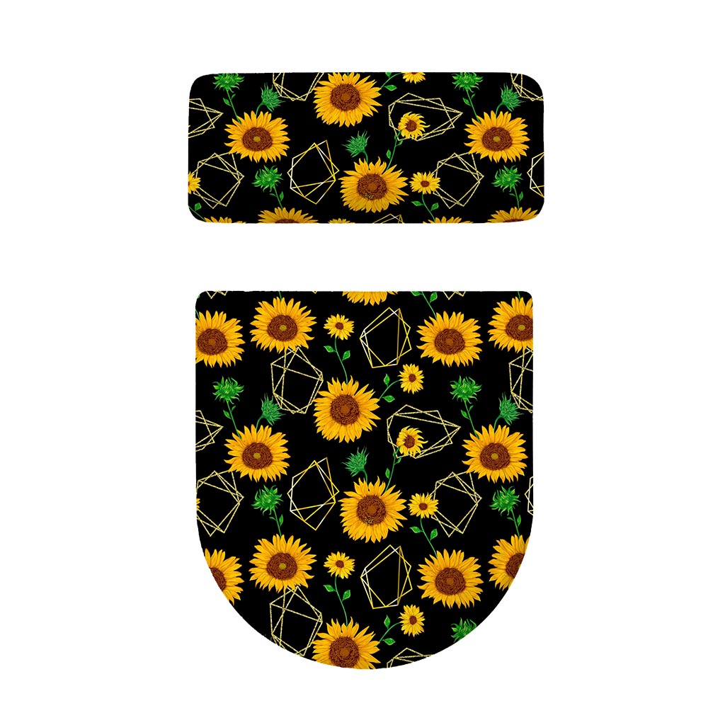 Sunflower Polygonal Pattern Print Toilet Lid And Tank Cover Set