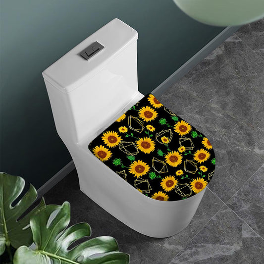 Sunflower Polygonal Pattern Print Toilet Lid Cover