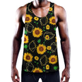 Sunflower Polygonal Pattern Print Men's Workout Tank Top