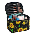 Sunflower Polygonal Pattern Print Travel Makeup Bag