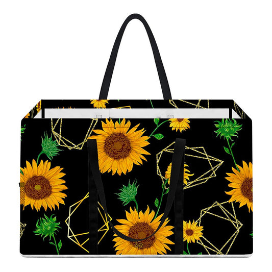 Sunflower Polygonal Pattern Print Utility Tote Bag