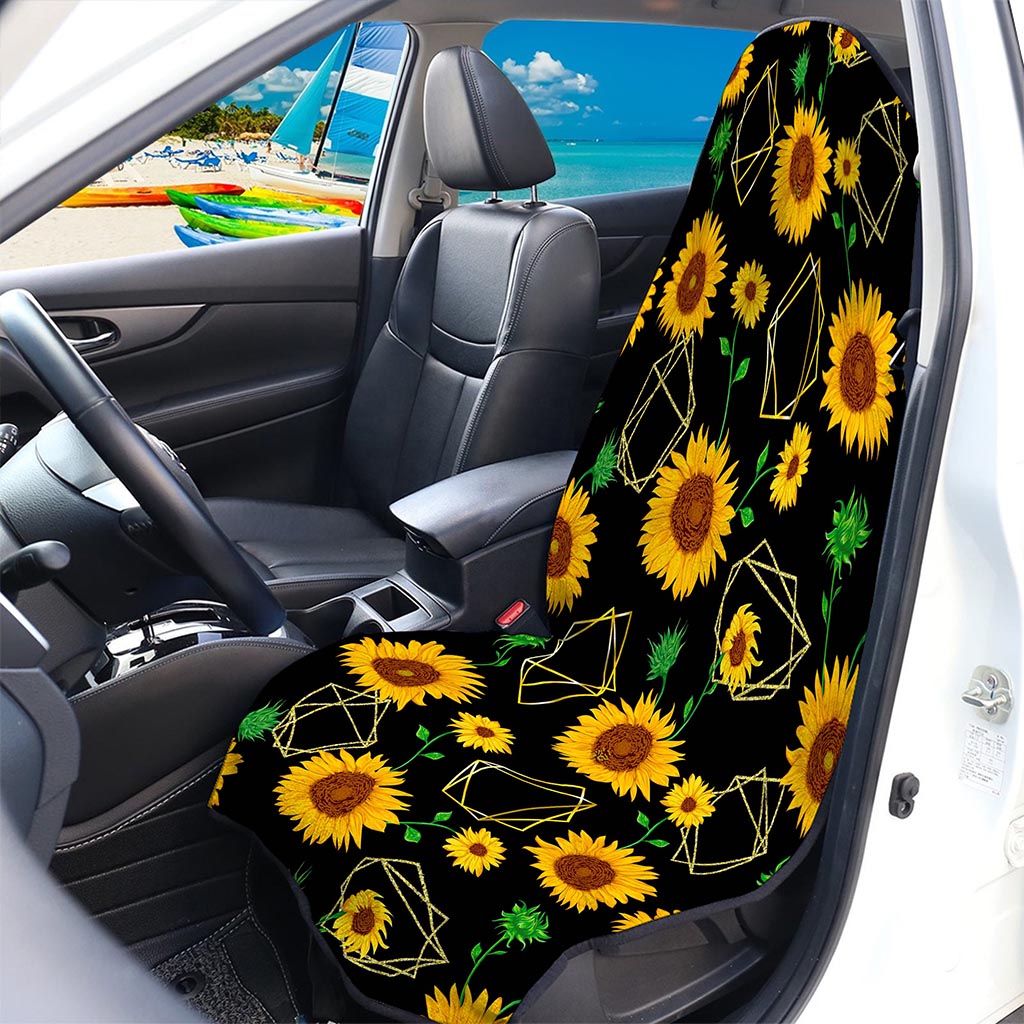 Sunflower Polygonal Pattern Print Waterproof Car Seat Cover