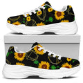 Sunflower Polygonal Pattern Print White Chunky Shoes