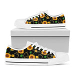 Sunflower Polygonal Pattern Print White Low Top Sneakers