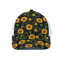 Sunflower Polygonal Pattern Print White Mesh Trucker Hat