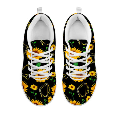 Sunflower Polygonal Pattern Print White Running Shoes