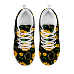 Sunflower Polygonal Pattern Print White Running Shoes