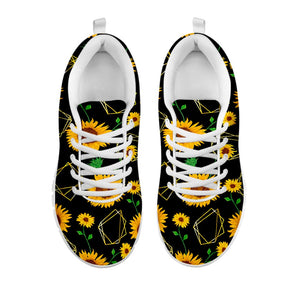 Sunflower Polygonal Pattern Print White Running Shoes