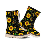 Sunflower Polygonal Pattern Print Winter Boots