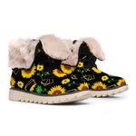 Sunflower Polygonal Pattern Print Winter Boots