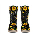 Sunflower Polygonal Pattern Print Winter Boots