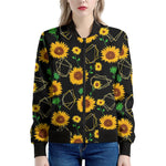 Sunflower Polygonal Pattern Print Women's Bomber Jacket