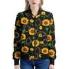 Sunflower Polygonal Pattern Print Women's Bomber Jacket