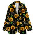 Sunflower Polygonal Pattern Print Women's Cotton Blazer
