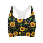 Sunflower Polygonal Pattern Print Women's Sports Bra