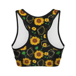 Sunflower Polygonal Pattern Print Women's Sports Bra