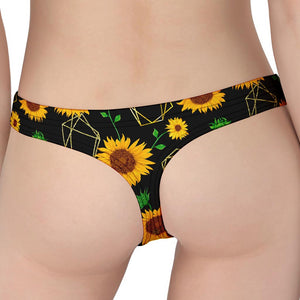 Sunflower Polygonal Pattern Print Women's Thong