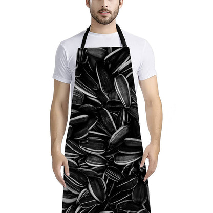 Sunflower Seeds Print Bib Apron With Pocket