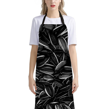 Sunflower Seeds Print Bib Apron With Pocket