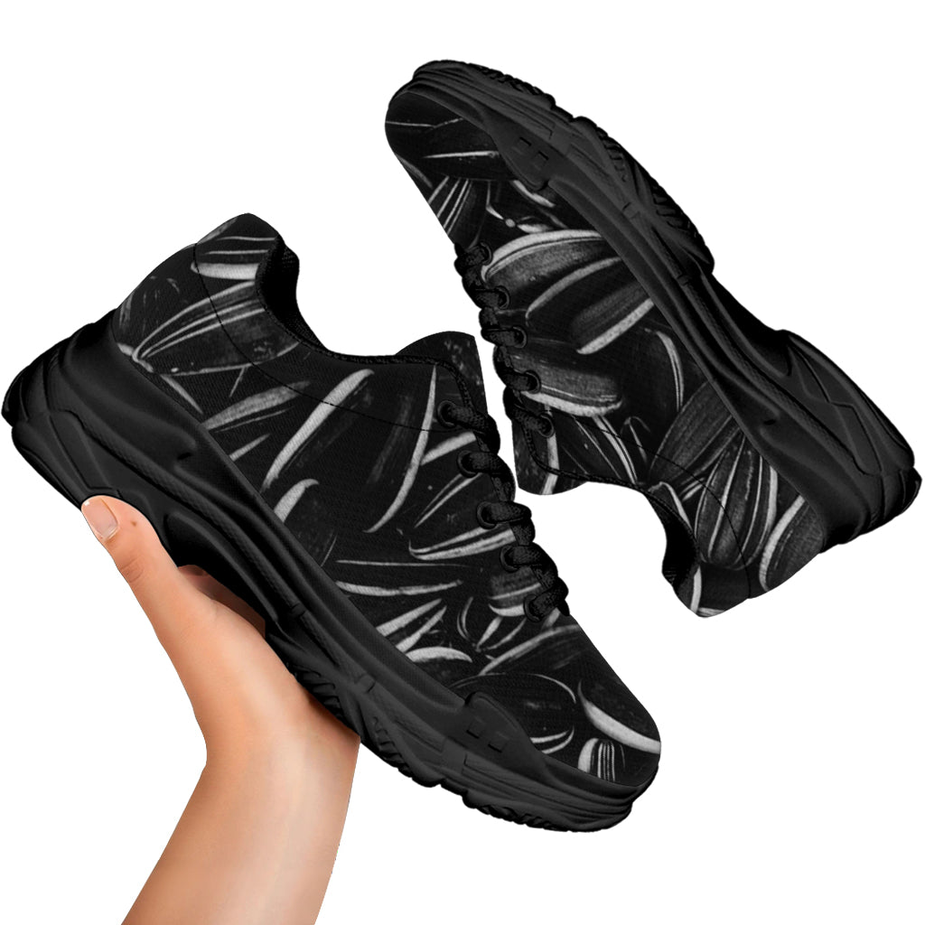 Sunflower Seeds Print Black Chunky Shoes