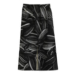 Sunflower Seeds Print Cotton Front Slit Maxi Skirt