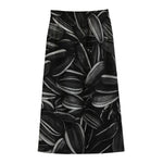 Sunflower Seeds Print Cotton Front Slit Maxi Skirt
