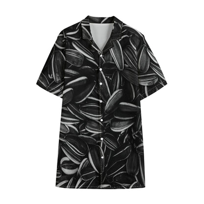 Sunflower Seeds Print Cotton Hawaiian Shirt