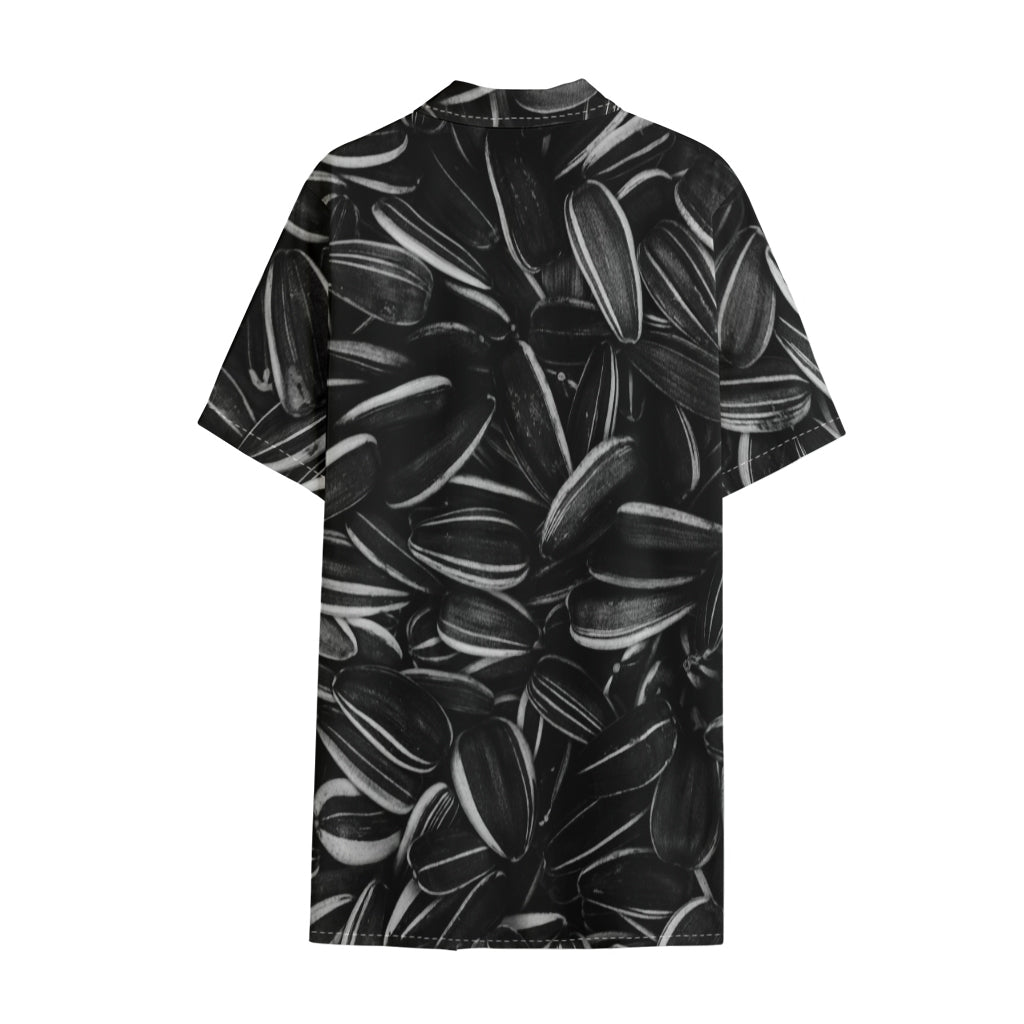Sunflower Seeds Print Cotton Hawaiian Shirt