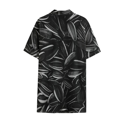 Sunflower Seeds Print Cotton Hawaiian Shirt