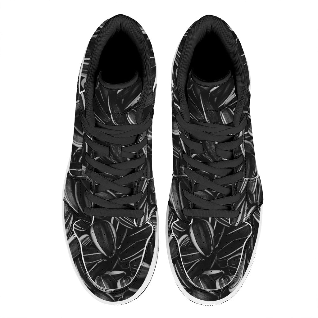 Sunflower Seeds Print High Top Leather Sneakers