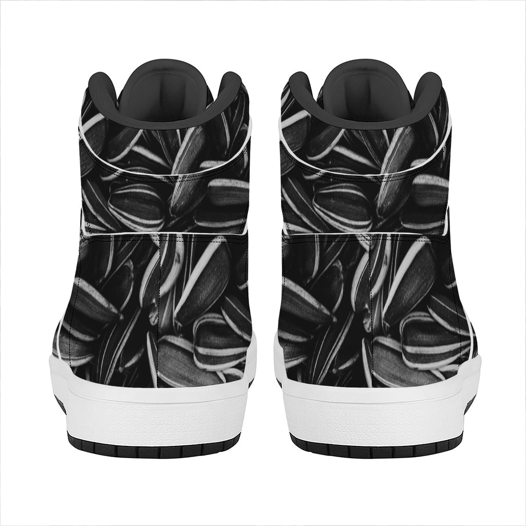 Sunflower Seeds Print High Top Leather Sneakers