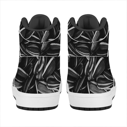 Sunflower Seeds Print High Top Leather Sneakers