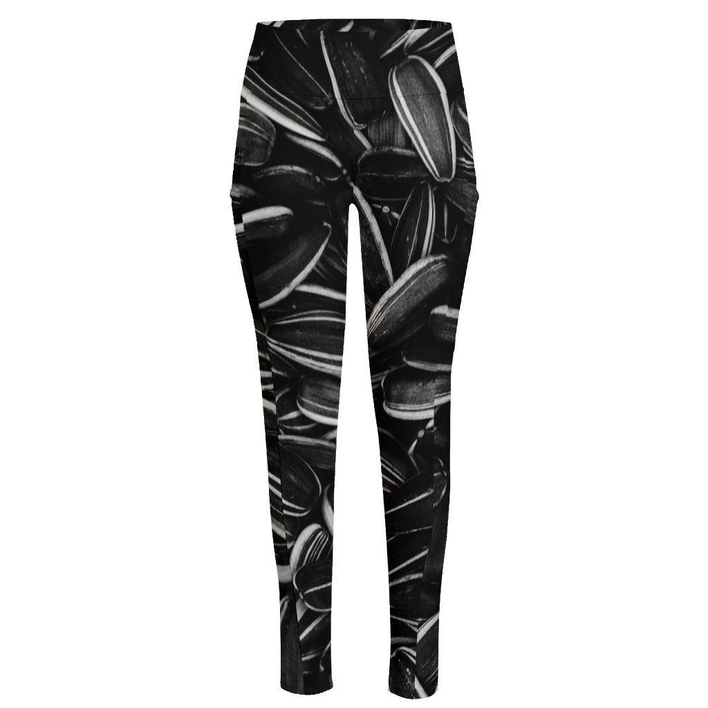 Sunflower Seeds Print High-Waisted Pocket Leggings
