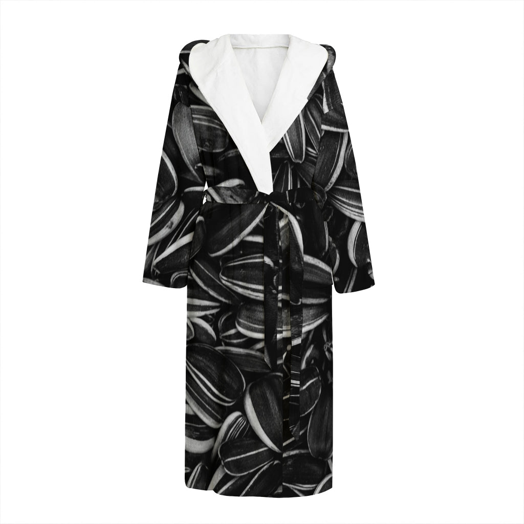Sunflower Seeds Print Hooded Bathrobe